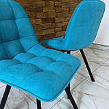 Кухонний стілець GARDA зі спинкою з блакитної рогожки люкс на металевому чорному каркасі, фото 7