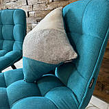 Кухонний стілець GARDA зі спинкою з блакитної рогожки люкс на металевому чорному каркасі, фото 4