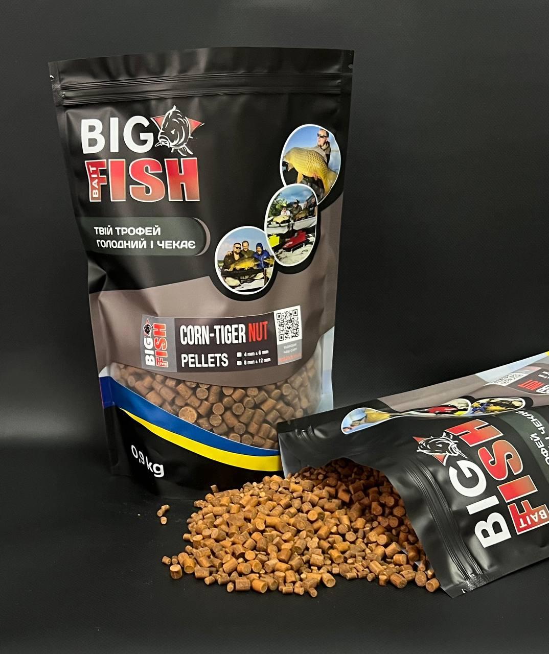 Пелетс Corn - Tiger Nut (кукурудза + тигровий горіх) (Premium Pellets), мікс 4 мм та 6 мм, упаковка 0,9 кг