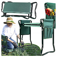Садовий складаний стілець-колінник 3в1 + 2 органайзери (сумки для інструментів)