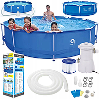 Каркасний садовий басейн Avenli (360 х 76 см) круглий, для дорослих та дітей, Синій (17799)