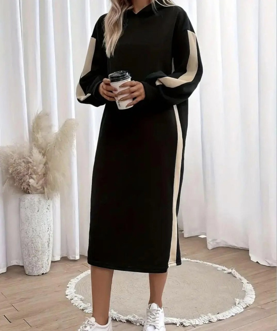 Тепла сукня з бежевими лампасами, РОЗМІР  ТІЛЬКИ 46/48, фото 1