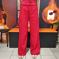 Штани Nita жіночі прямі літні льон палаццо S червоні