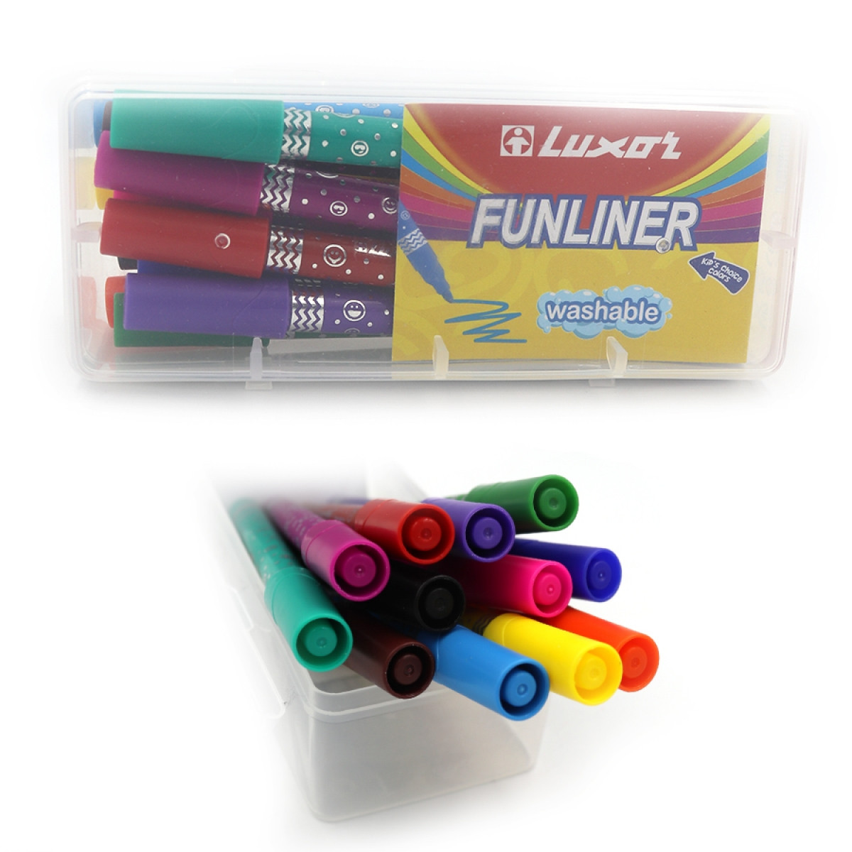 Набір фломастер "Luxor" "Fun Liner" водн. основа, 12шт., mix12, фото 1