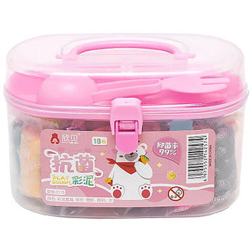 Повітряний пластилін 18 кольорів у відрі 7*14*9см, рожевий