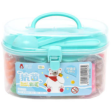 Повітряний пластилін 18 кольорів у відрі 7*14*9см, бірюзовий