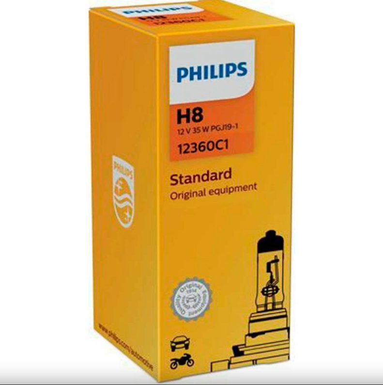 Автолампа Philips Standart H8 12V 35W PGJ19-5 12360С1