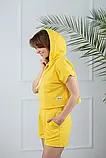 Костюм AZURI жіночий трикотажний шорти футболка з капюшоном 44 жовтий, фото 2