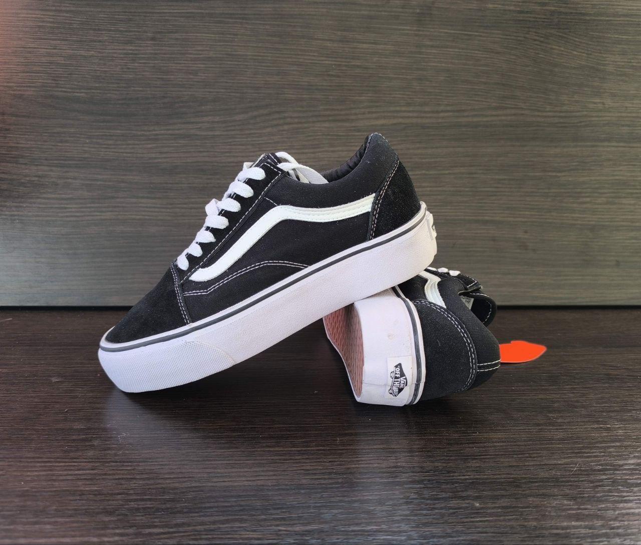 СКИДКА 38 р Vans Old Skool Platform чорно-білі кеди на високій підошві тканині