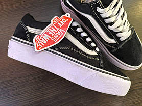 СКИДКА 38 р Vans Old Skool Platform чорно-білі кеди на високій підошві тканині, фото 6