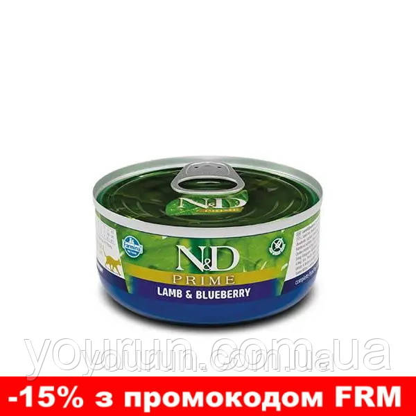 Farmina (Фарміна) N&D Grain Free Prime Lamb Adult- Вологий корм для кішок, беззерновий з ягням, чорницею 70 гр, фото 1