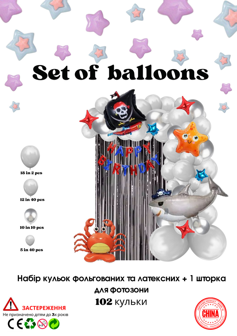Набір повітряних куль для фотозони 102 шт., фото 1