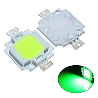 Потужний світлодіод 10W 12V зелений 2,9 х 2 см для прожекторів