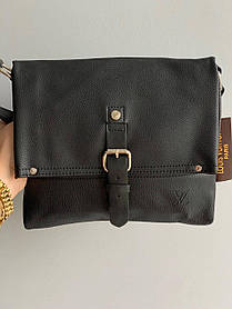 Чоловіча сумка месенджер Louis Vuitton чорна з канви з регульованим ремінцем барсетка на 1 відділення