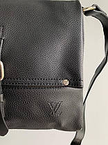 Чоловіча сумка месенджер Louis Vuitton чорна з канви з регульованим ремінцем барсетка на 1 відділення, фото 5