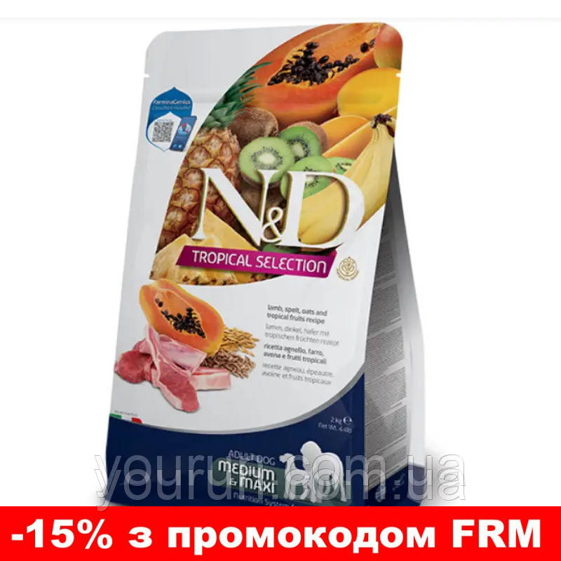 Сухий низькозерновий корм Farmina N&D TROPICAL SELECTION для дорослих собак середніх і великих порід з ягням 10 кг