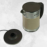 Електрочайник 2,5 л металевий Hoffmans Electronics HM-2545 Електричний чайник для дому 2000W Бежевий, фото 9