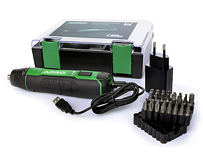 Викрутка акумуляторна з набором біт 6 Нм 3.6В 1.5Ач APRO SD-1 (895612), фото 2