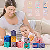 Тактильні кубики для найменших 12шт набір, силіконові, що розвивають, іграшка на рік, на хрестини, фото 6