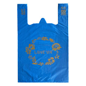 Пакет майка 34х57см 25мкм HDPE синій "LOVE UA" (50шт/уп|500шт/ящ) СHP071