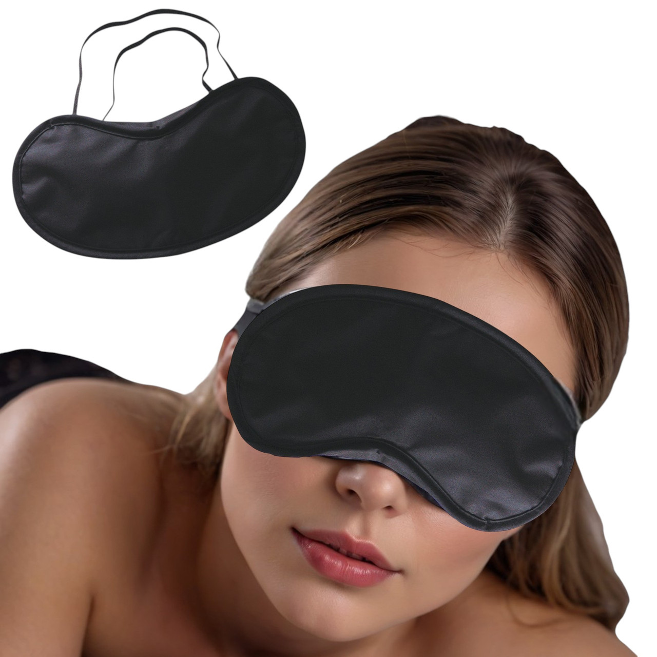 Маска на очі закрита для рольових ігор із глянцевої тканини чорного кольору, Blind Love Augenmaske, фото 1