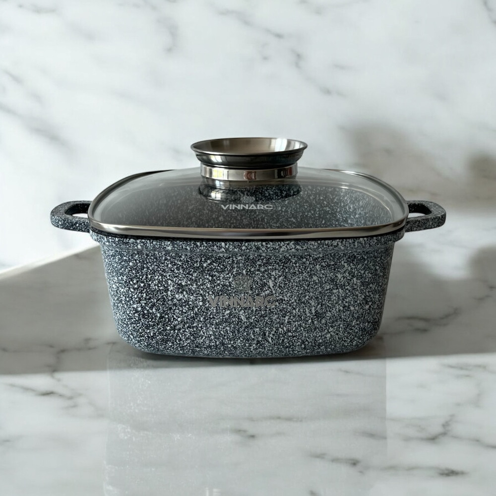 Каструля квадратна 2.7л Мармур сірий 1220GR, фото 1