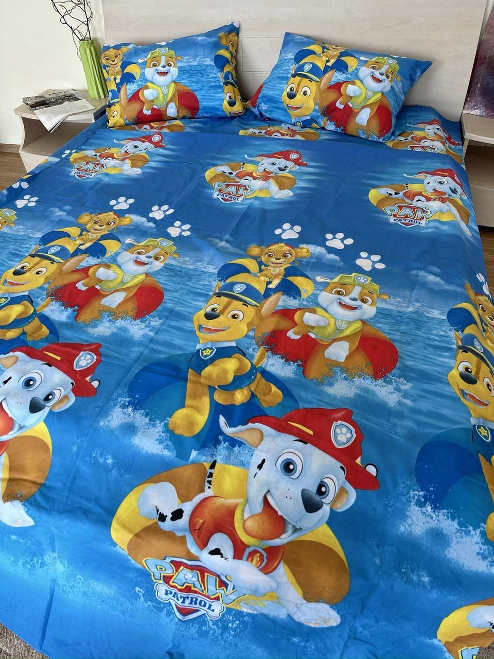 Постільна білизна Щенячий патруль 100% бавовна/Дитяча постільна 150х210/Посольний комплект для дітей, фото 1