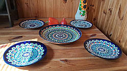 Традиційний узбекський набір посуду Ріштан  - ляган 32 см + 4 тарілки 23 см
