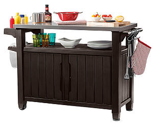 Стіл-буфет садовий для барбекю Keter UNITY XL, коричневий, 207 л
