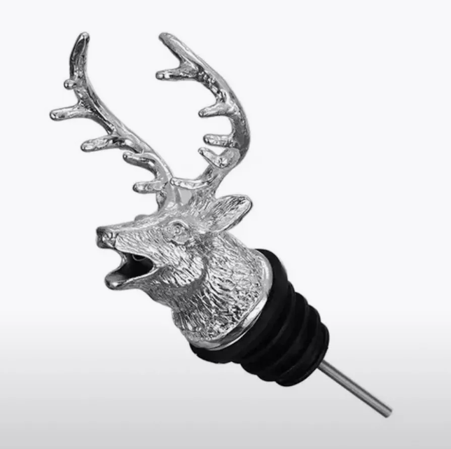 Багаторазова пробка дозатор для пляшок "Олень" диспенсер із цинкового сплаву сріблястий колір, фото 1