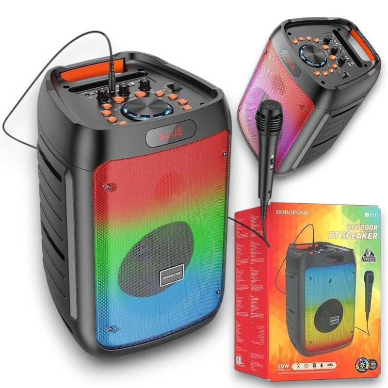 Bluetooth колонка Borofone BP10 колонка з мікрофоном, 20 Вт, FM, USB, MicroSD, акумулятор 3600 мАг, чорна, фото 1