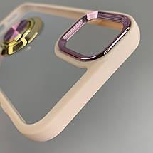 Чохол для iPhone 11 чохол із золотим кільцем тримачем на телефон айфон 11 бежевий q08h, фото 4