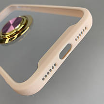 Чохол для iPhone 11 чохол із золотим кільцем тримачем на телефон айфон 11 бежевий q08h, фото 3