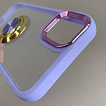 Чохол для iPhone 11 чохол із золотим кільцем тримачем на телефон айфон 11 бузковий q08h, фото 4