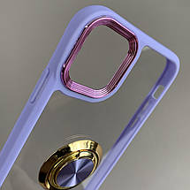 Чохол для iPhone 11 чохол із золотим кільцем тримачем на телефон айфон 11 бузковий q08h, фото 2