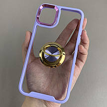 Чохол для iPhone 11 чохол із золотим кільцем тримачем на телефон айфон 11 бузковий q08h, фото 5