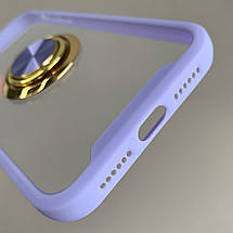 Чохол для iPhone 11 чохол із золотим кільцем тримачем на телефон айфон 11 бузковий q08h, фото 3