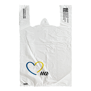 Пакет майка 28х48см 18мкм HDPE білий "UA heart" (50шт/уп|1000шт/ящ) СHP047