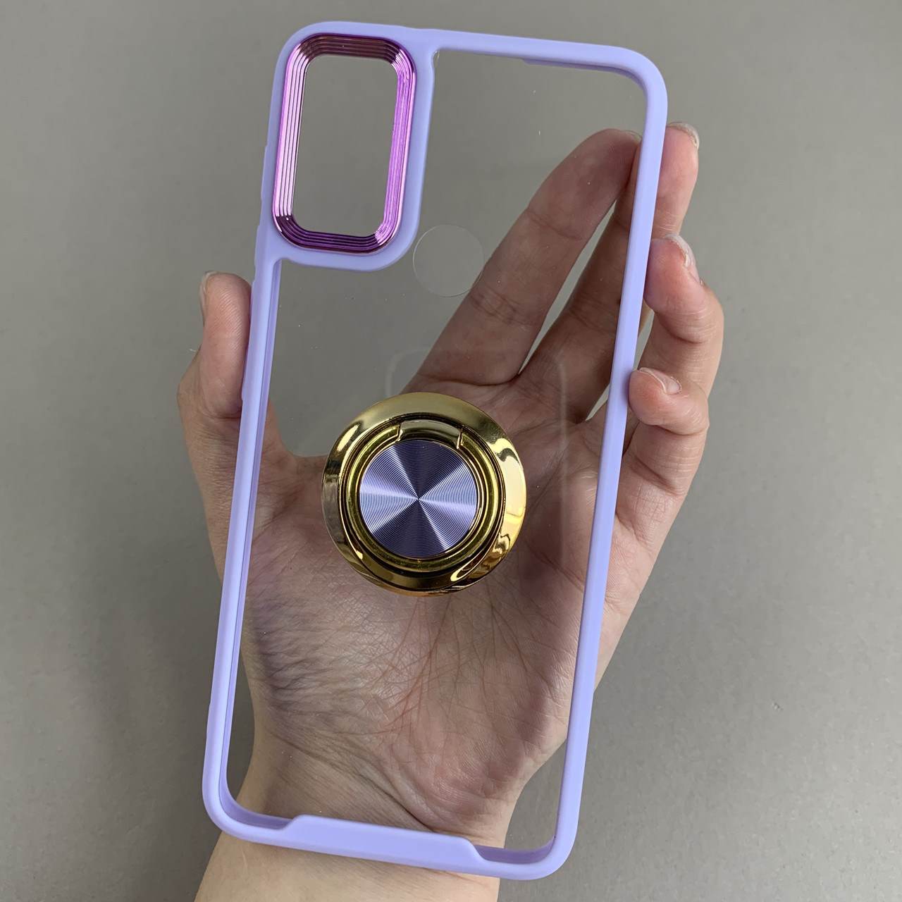 Чохол для Motorola E40 чохол із золотим кільцем тримачем на телефон моторола е40 бузковий q08h