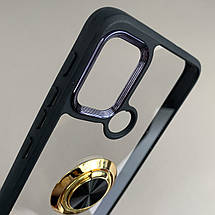 Чохол для Motorola G20 чохол із золотим кільцем тримачем на телефон моторола г20 чорний q08h, фото 2