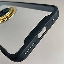 Чохол для Motorola G20 чохол із золотим кільцем тримачем на телефон моторола г20 чорний q08h, фото 3