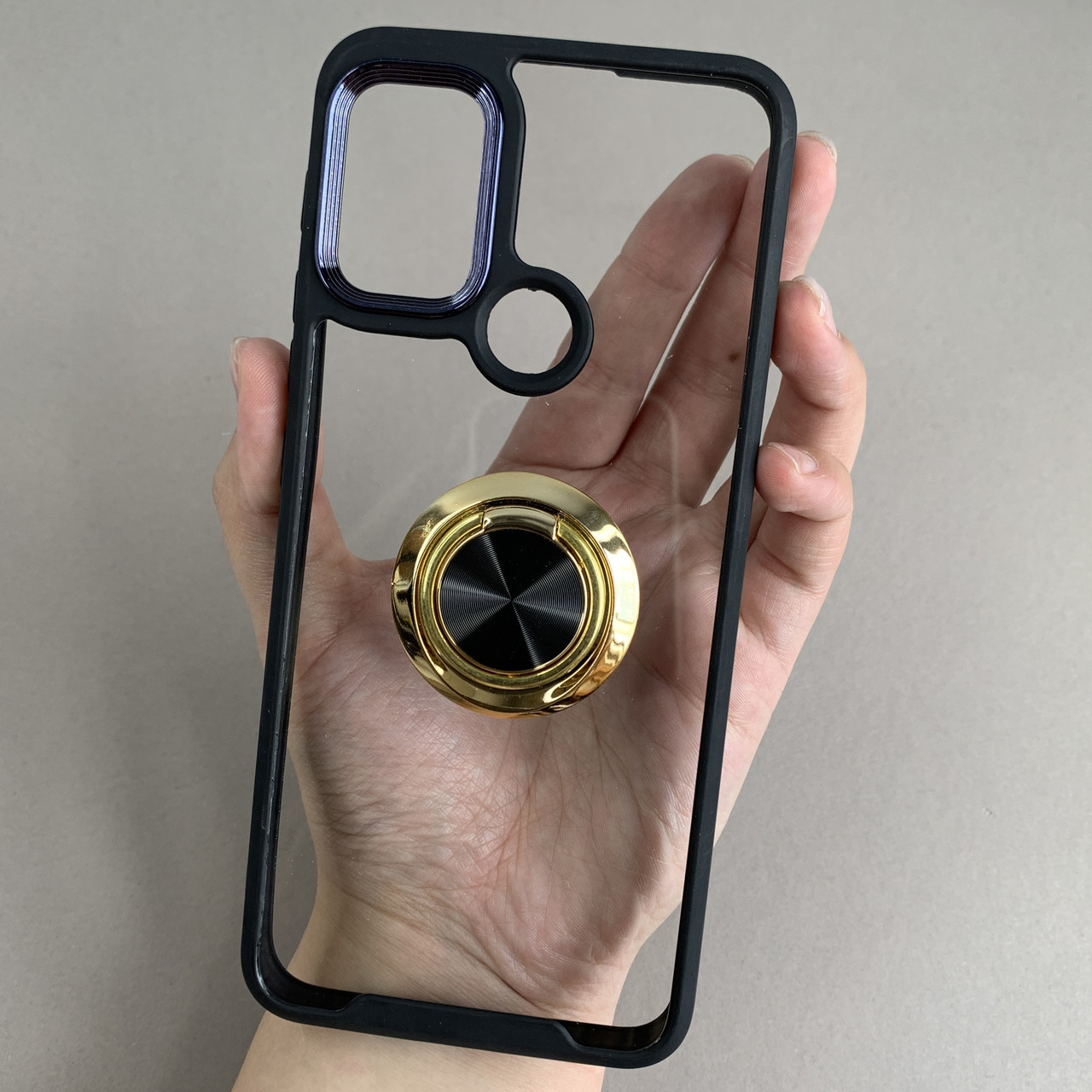 Чохол для Motorola G20 чохол із золотим кільцем тримачем на телефон моторола г20 чорний q08h