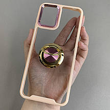 Чохол для Motorola G13 чохол із золотим кільцем тримачем на телефон моторола г13 бежевий q08h, фото 5