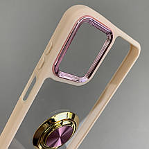 Чохол для Motorola G13 чохол із золотим кільцем тримачем на телефон моторола г13 бежевий q08h, фото 2