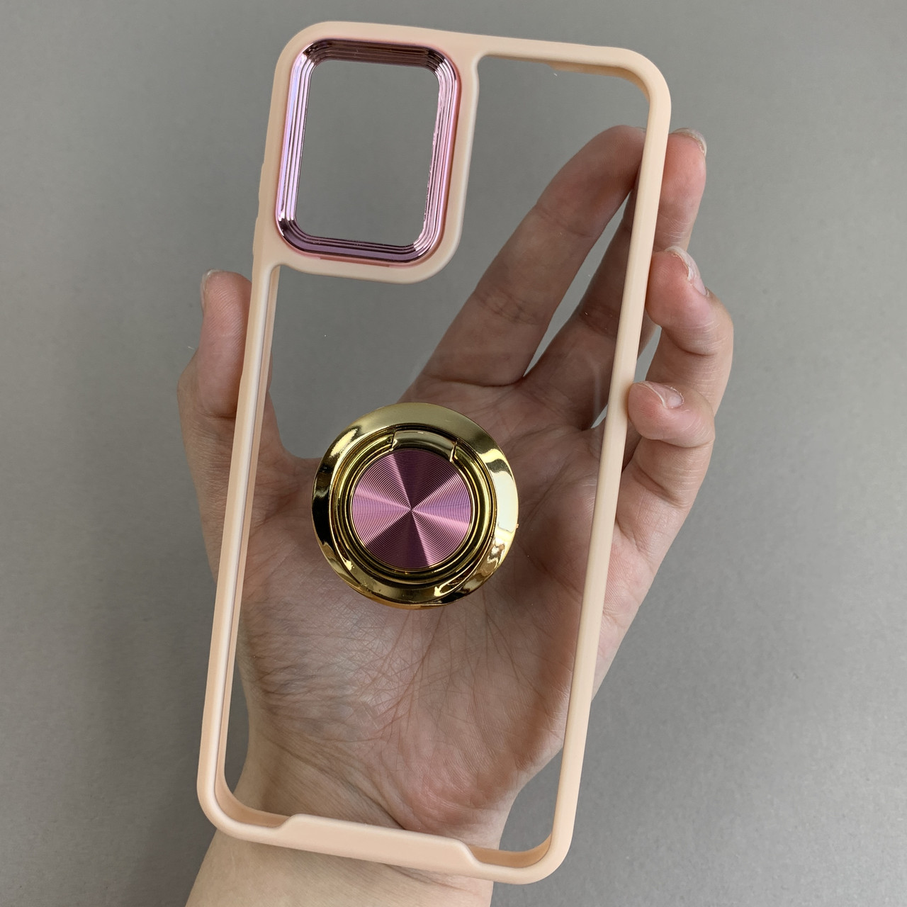 Чохол для Motorola G13 чохол із золотим кільцем тримачем на телефон моторола г13 бежевий q08h