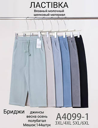 Бріджі жіночі стрейч котон "Ласточка" №А4099-1 р.3/4XL,5/6XL, фото 1