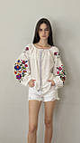 Вишиванка жіноча натуральний білий льон розмір від XS S M L XL, фото 5