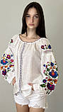 Вишиванка жіноча натуральний білий льон розмір від XS S M L XL, фото 6