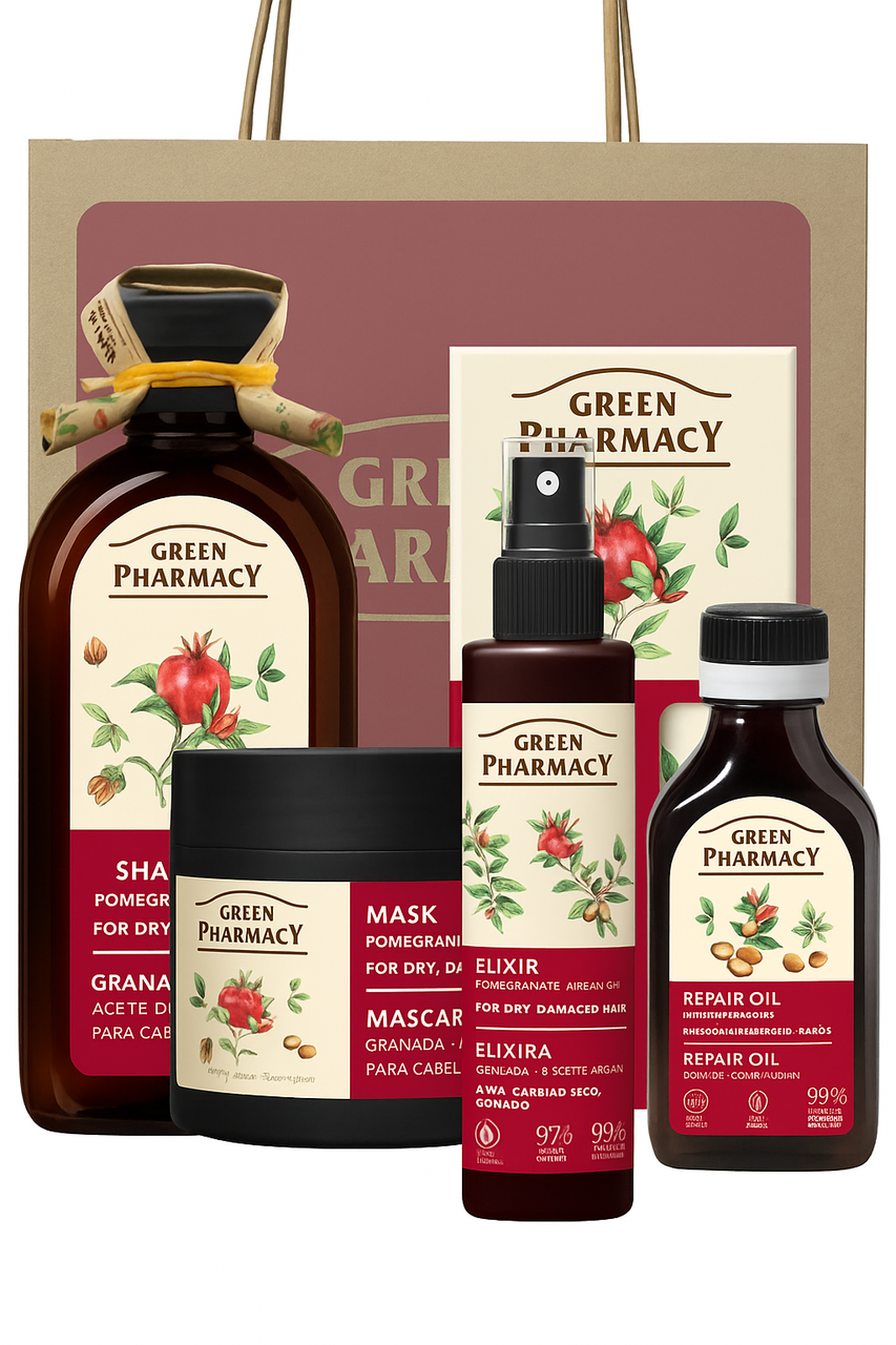 Набір для пошкодженого волосся Гранат та арганова олія Green Pharmacy