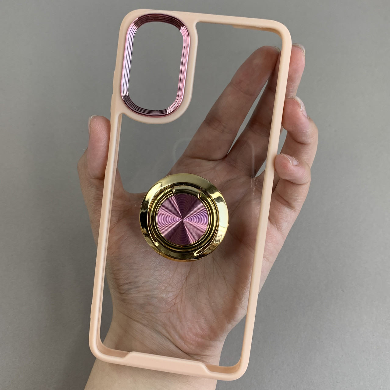 Чохол для Motorola G22 чохол із золотим кільцем тримачем на телефон моторола г22 бежевий q08h